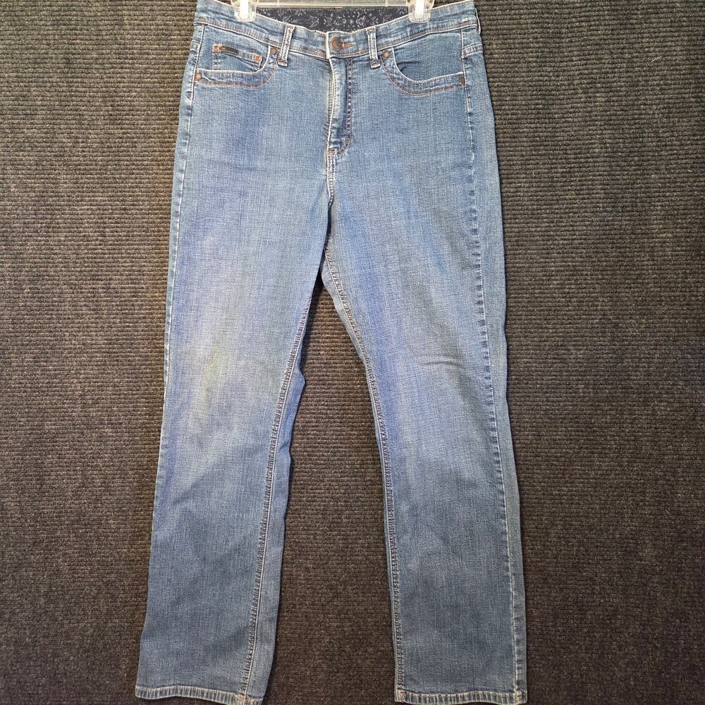 Women's Blue Denim Lee Jeans Straight Leg Mid Rise Medium Wash 16 plus size